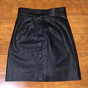 Button up faux leather skirt